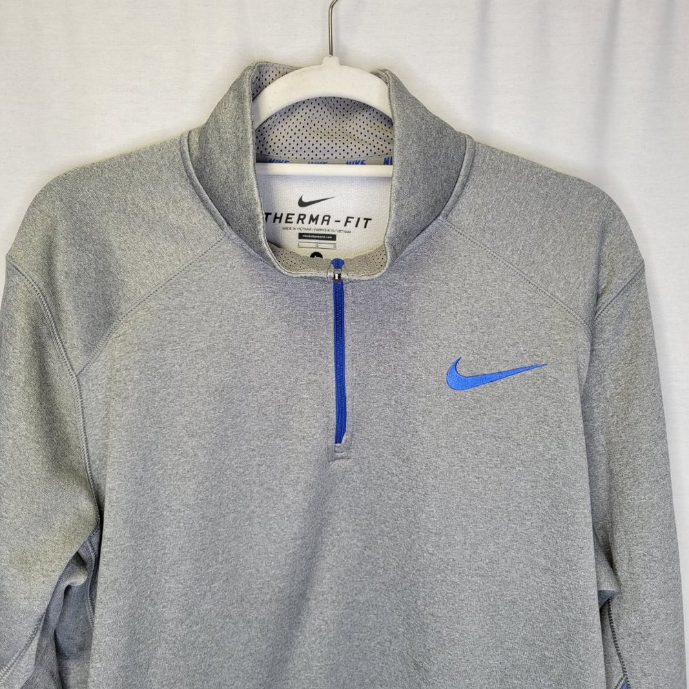 Nike Therma Fit Men's Large Pullover 1/2 Zip Gray Blue - Picture 3 of 6
